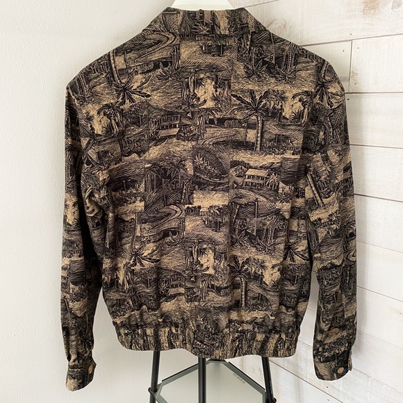 Line Up For Sport Women's Tropical Island Palm Print Full Zip Jacket Size Small - Picture 3 of 12